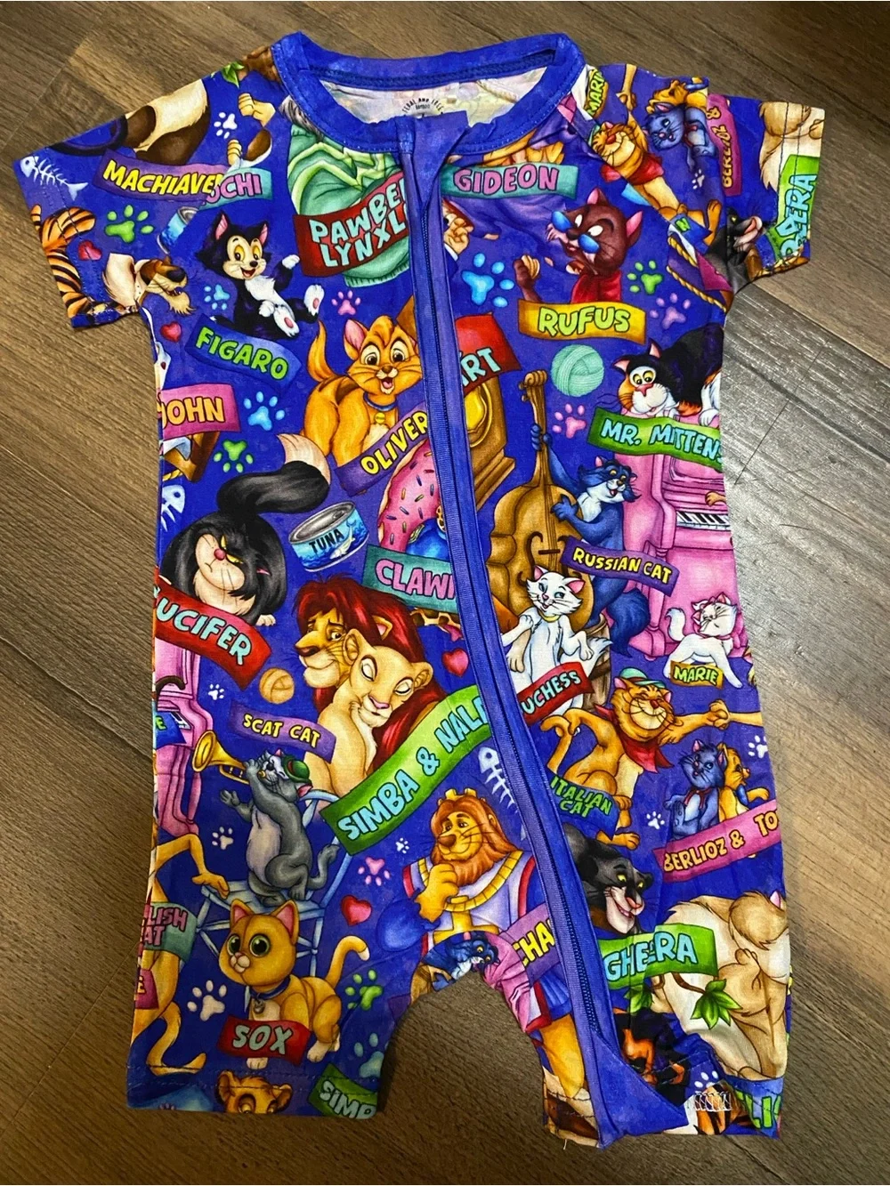 3/6 months Disney Cats One-Piece Bamboo Shortie NWT